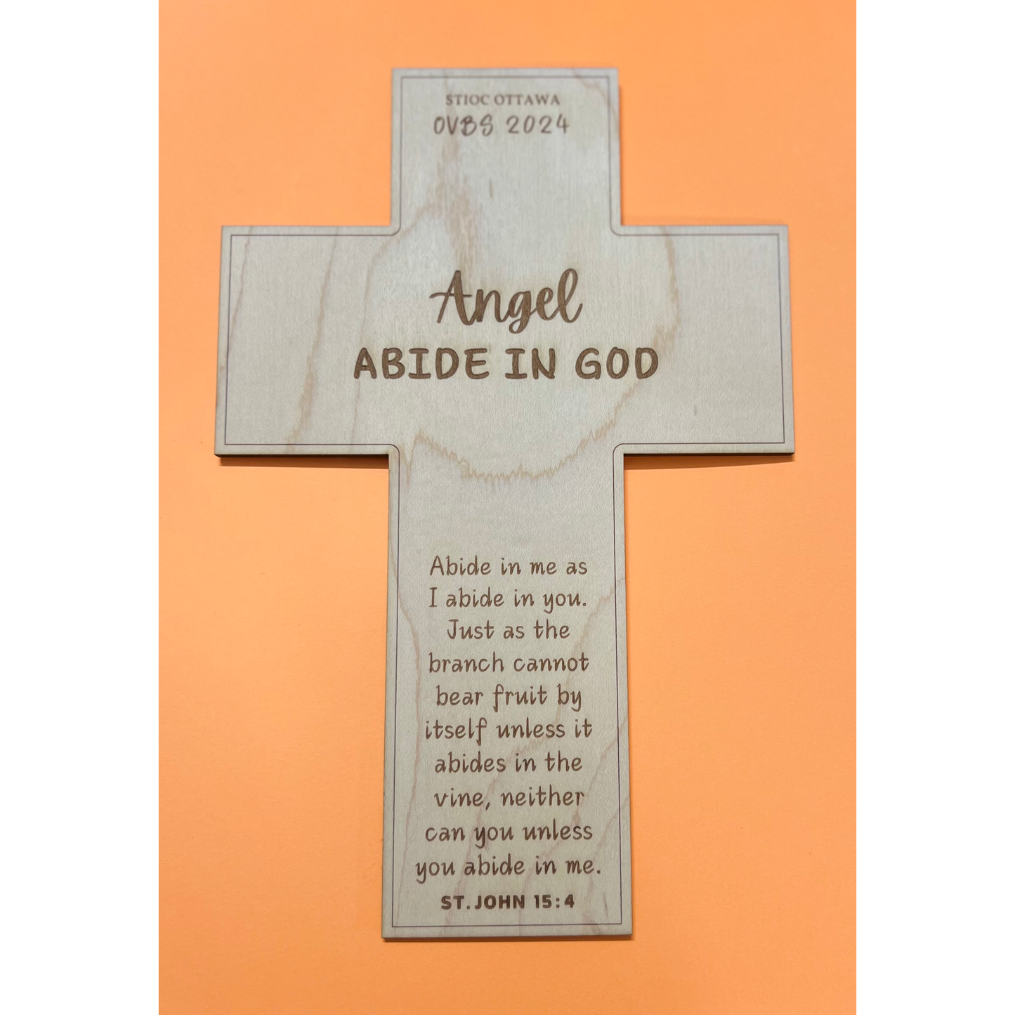 Personalized Engraved Cross in 1/8 Maple