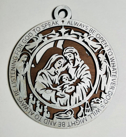 The Christmas Story Ornament - The Holy Family Laser Engraved Christmas Ornament