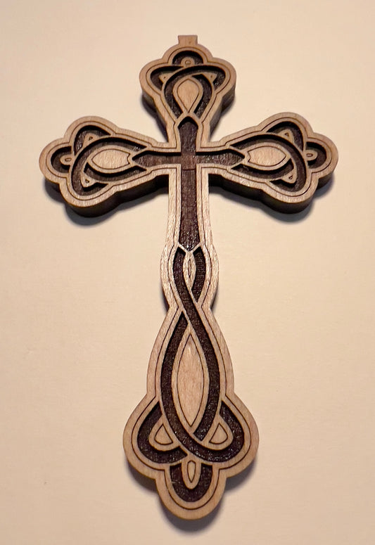Celtic Wooden Cross -  Engraved Christian Wooden Cross Necklace made out of premium finished wood